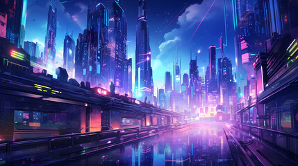 A futuristic cityscape with heavy rain