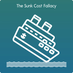 Obraz premium Vector illustration of Sunk Cost Fallacy. Infographic template