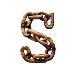 Chain S wooden sign isolated on transparent background