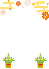 Obraz premium 門松と梅のフレーム_縦A3