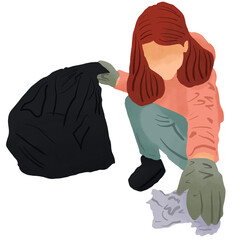 Woman grab a rubbish 