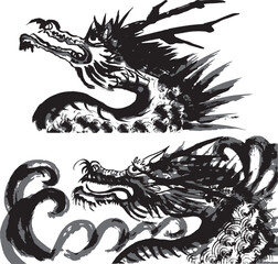 龍の横顔　辰年　手書きの毛筆イラスト