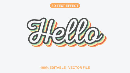 Fully Editable Text Effect Style hello eps vector with white background