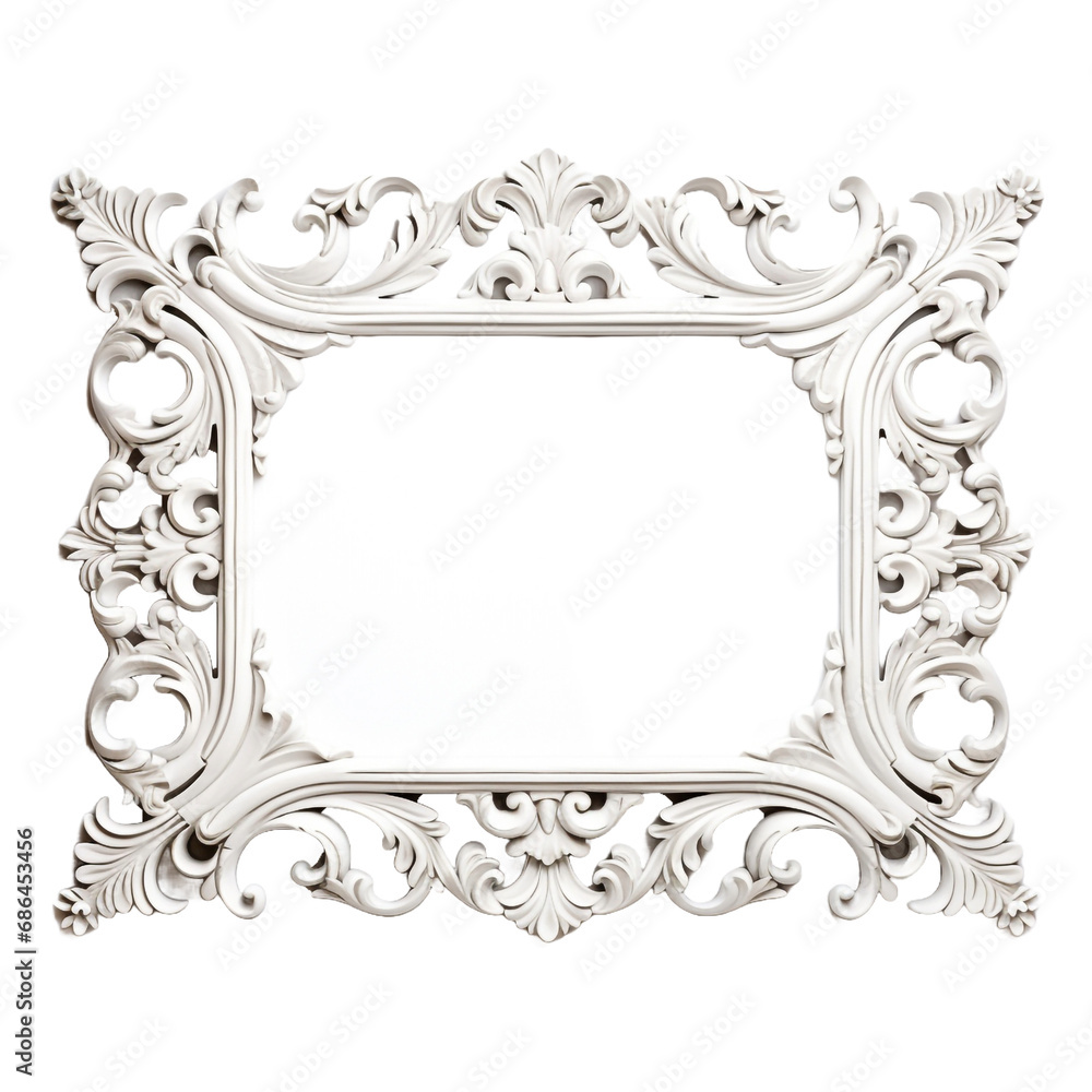 Poster classic frame skillfully carved isolated on transparent background