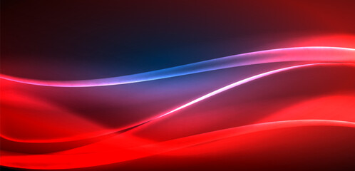 Dynamic waves in ethereal glow of neon lights. Concept merges fluidity of motion with vibrant allure of neon, crafting entrancing backdrop that embodies both vitality and futuristic sophistication