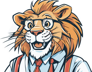 Lion carton character with formal dress vector image. Illustration of cute lion design graphic on the white background