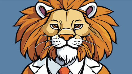 Lion carton character with formal dress vector image. Illustration of cute lion design graphic on the white background