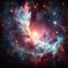 Fototapeta premium deep space and stars with gas cloud nebula