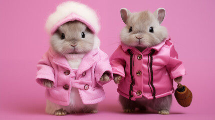 two pink rabbits