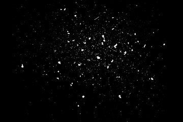 white snow on a black background. abstract monochrome texture.
