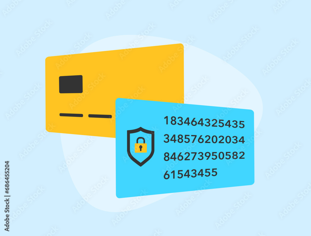 Poster payment tokenization - safeguard cardholder data with algorithmically generated tokens. vector illus