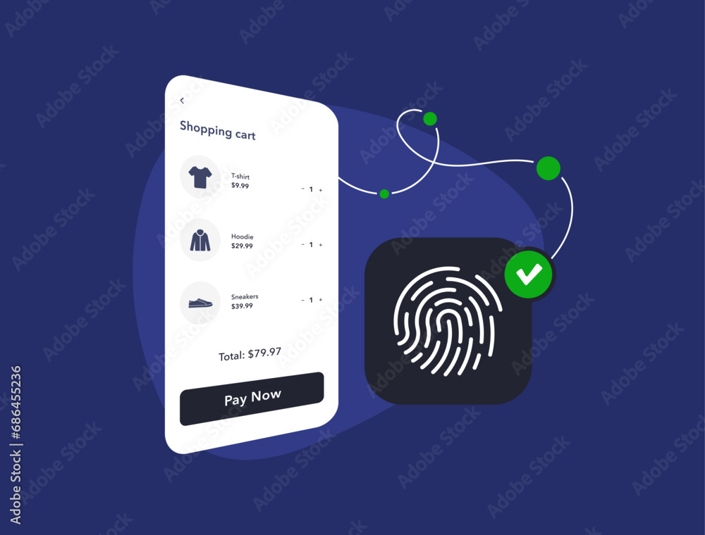 Poster biometric payment authentication in mobile checkout process. fast and secure payment confirmation wi