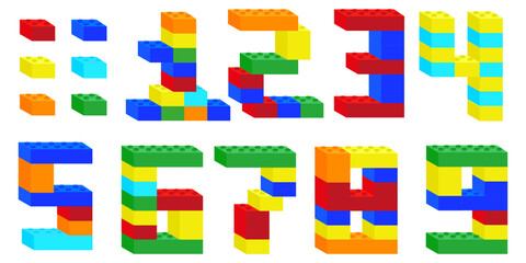 Numbers from plastic constructor. Vector illustration. EPS 10.