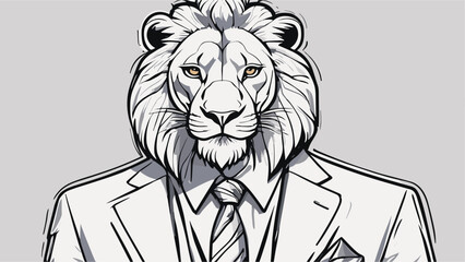 Lion carton character with formal dress vector image. Illustration of cute lion design graphic on the white background