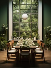 Modern dining room, interior design created with AI