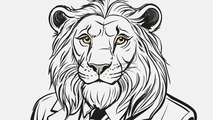 Lion carton character with formal dress vector image. Illustration of cute lion design graphic on the white background