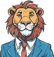 Lion carton character with formal dress vector image. Illustration of cute lion design graphic on the white background