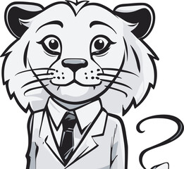 Lion carton character with formal dress vector image. Illustration of cute lion design graphic on the white background
