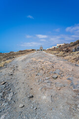 Road to the church. Ghost town of Abades and abandoned leper colony (Antiguo Leprosario Abades). Tenerife, Canary Islands, Spain.
