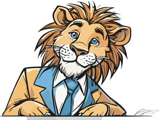 Lion carton character with formal dress vector image. Illustration of cute lion design graphic on the white background