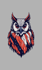 artwork design of owl flag american vector design