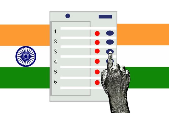 Voting machine with Indian flag
