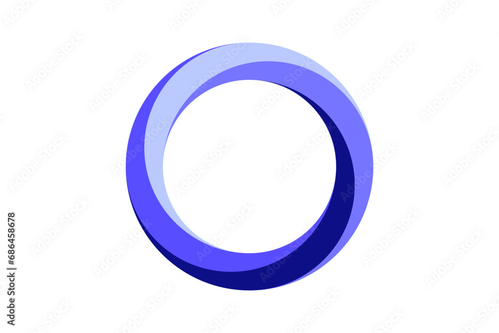 Aufkleber Impossible circle shape. Purple blue optical line symbol. Twisted mobius strip. Infinite loop object. Abstract unreal geometric form. Solid puzzle design element for logo, icon, label, tag. Vector