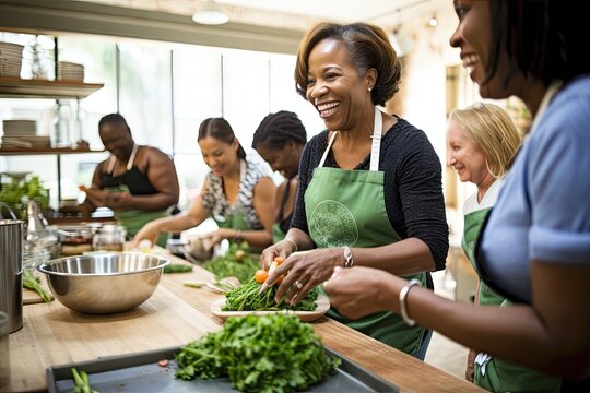 Group Of People In The Kitchen Cooking