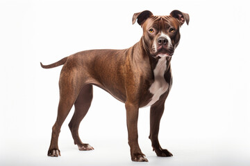 Pitbull dog right side view portrait. Adorable canine studio photography.