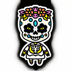 Cute dia de muertos character sticker