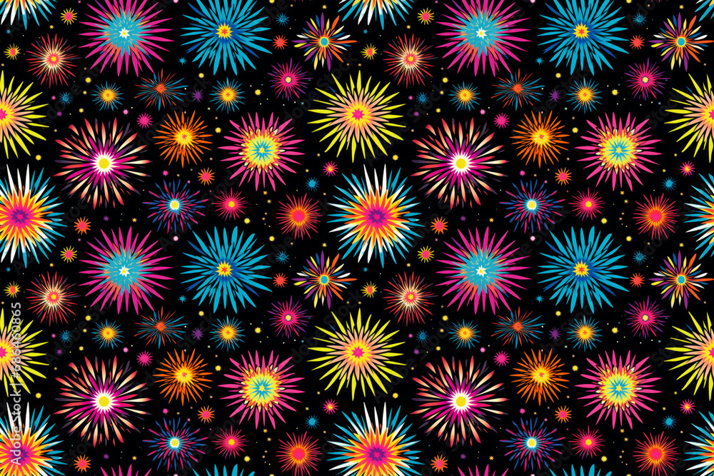 Poster cosmic psychedelia pattern: a pattern that mimics the cosmos with psychedelic colors and starbursts 