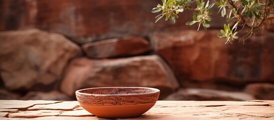 A basin made of earthenware holds water