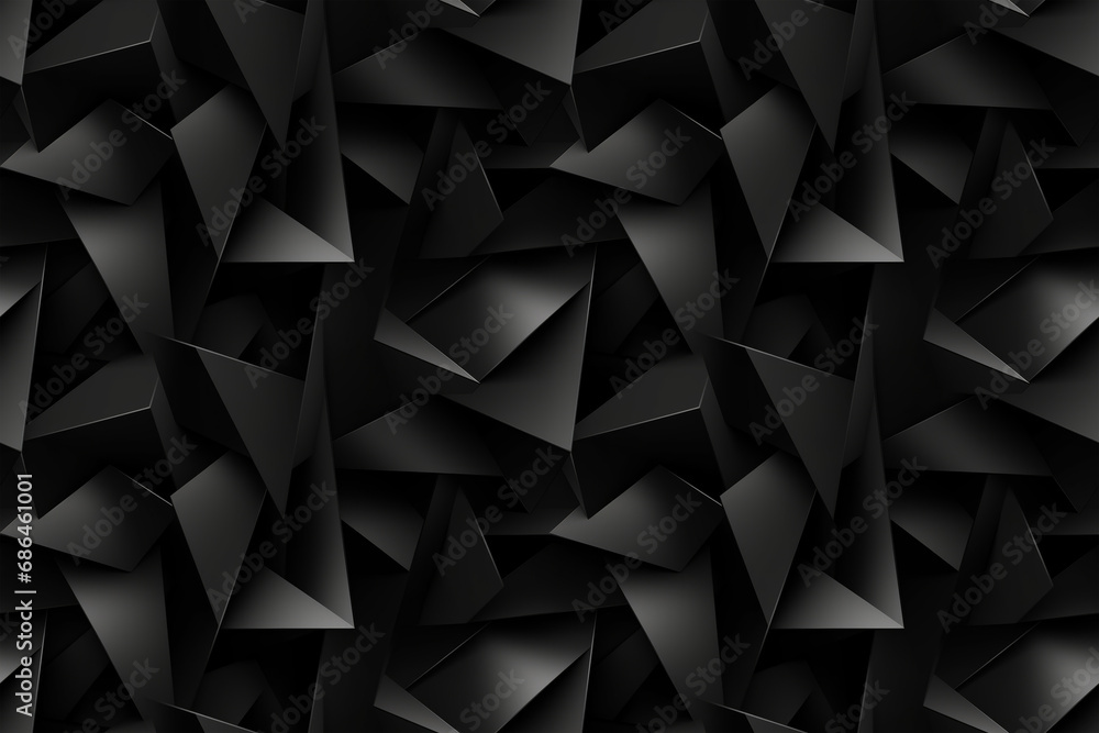 Poster black 3d geometric seamless pattern texture of angular and curved shapes background: a combination o