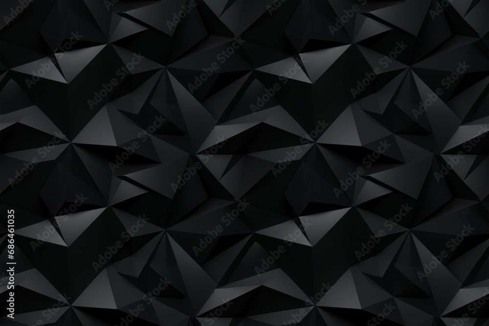 Poster black 3d geometric seamless pattern texture of angular shapes and prisms background: angular geometr