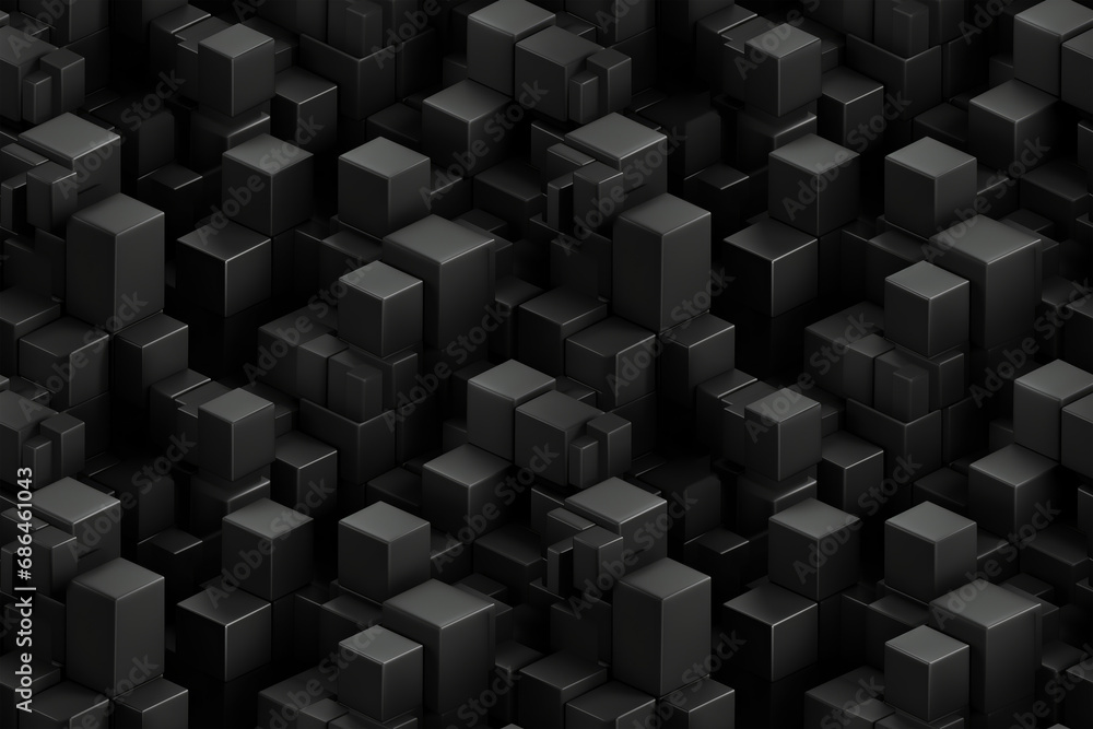 Poster black 3d geometric seamless pattern texture of enigmatic polygons background: enigmatic polygons wit