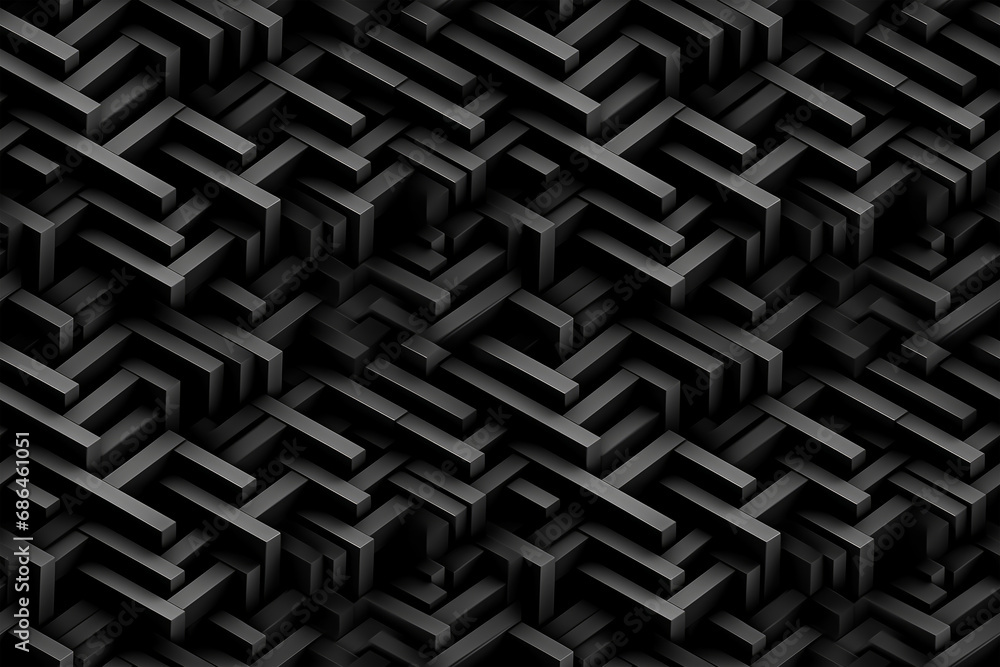 Poster black 3d geometric seamless pattern texture of dynamic geometric solids background: dynamic geometri