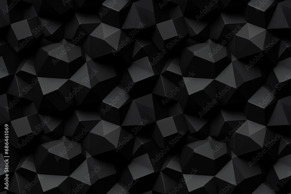 Poster black 3d geometric seamless pattern texture of floating spheres and cylinders background: floating s