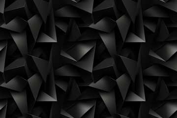 Black 3D Geometric Seamless Pattern Texture of Angular and Curved Shapes Background: A combination of angular and curved geometric shapes in 3D results in a balanced and modern pattern