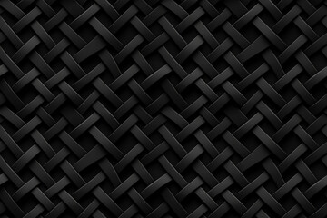 Black 3D Geometric Seamless Pattern Texture of Angular Ribbon Network Background: Angular ribbons interconnect to form a geometric and angular network pattern