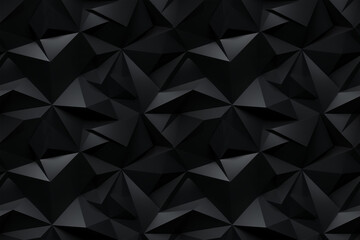 Black 3D Geometric Seamless Pattern Texture of Angular Shapes and Prisms Background: Angular geometric shapes and prisms in varying orientations result in a dynamic and architectural-inspired design - obrazy, fototapety, plakaty