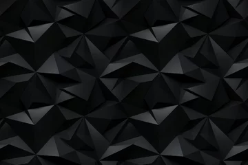 Tuinposter Black 3D Geometric Seamless Pattern Texture of Angular Shapes and Prisms Background: Angular geometric shapes and prisms in varying orientations result in a dynamic and architectural-inspired design © 123dartist