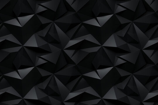 Black 3D Geometric Seamless Pattern Texture of Angular Shapes and Prisms Background: Angular geometric shapes and prisms in varying orientations result in a dynamic and architectural-inspired design