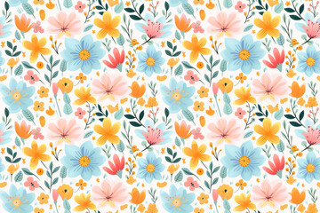Colorful Springtime Splendor Pattern: A vibrant pattern with various spring flowers, symbolizing the vibrancy and renewal of spring