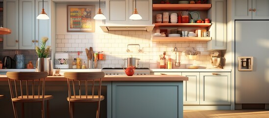 illustrated kitchen interior