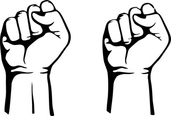 Symbol of victory, strength, power and solidarity - Raised fist - flat icons for media, apps and websites. Pair of raised fists in high HD resolution.