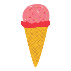Illustration of cold ice cream. Cartoon style. Can be used as decoration for cards and advertising.