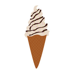 Illustration of cold ice cream. Cartoon style. Can be used as decoration for cards and advertising.