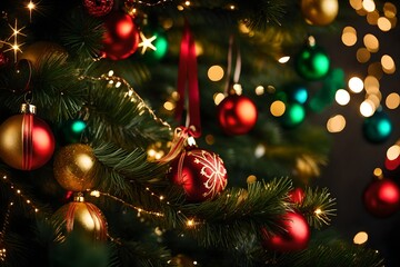 christmas tree and decorations  Generated Ai