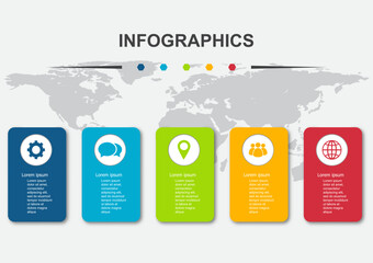 Infographic design template with 5 rounded regtangles