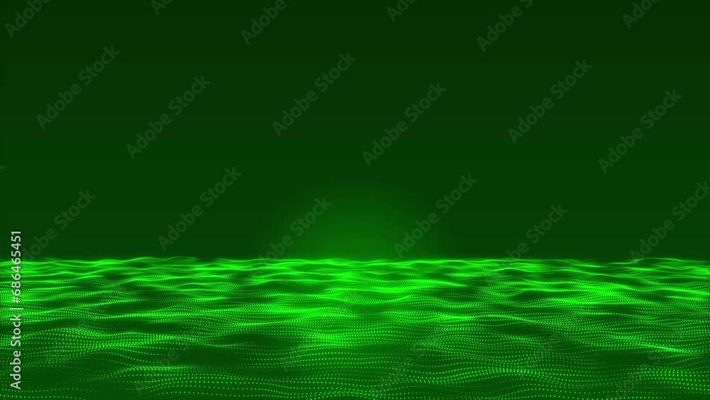 Poster abstract hi-tech green dot and particle wave animated background video. futuristic dot-wave animatio